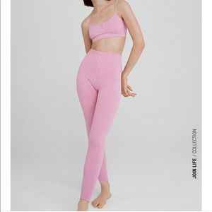 Zara pink two piece ribbed set